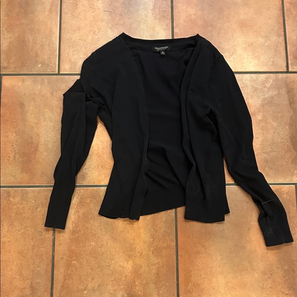 Banana Republic Black Cut Out Long Sleeve Button Down Shirt